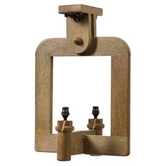 Vintage Oak Chandelier by Guillerme and Chambron, France, c. 1960