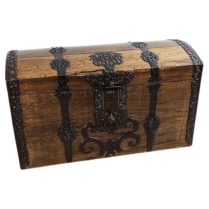 Oak Chest with Iron Fittings From the Late 18th Century