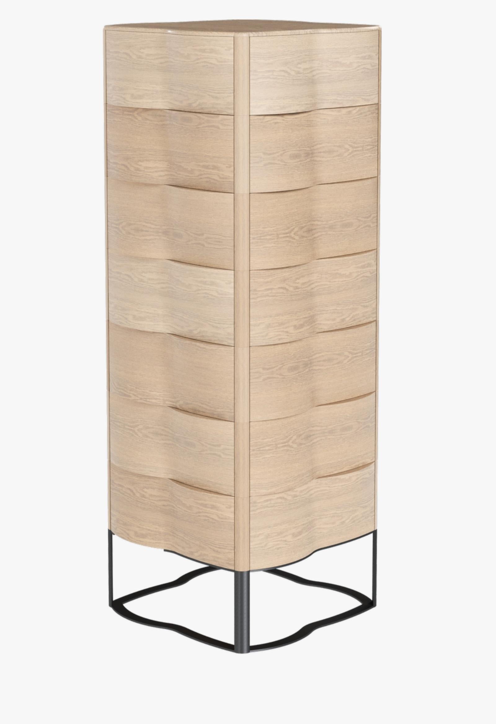 Portuguese Oak Chest of Drawers Tall Sculptural Design For Sale