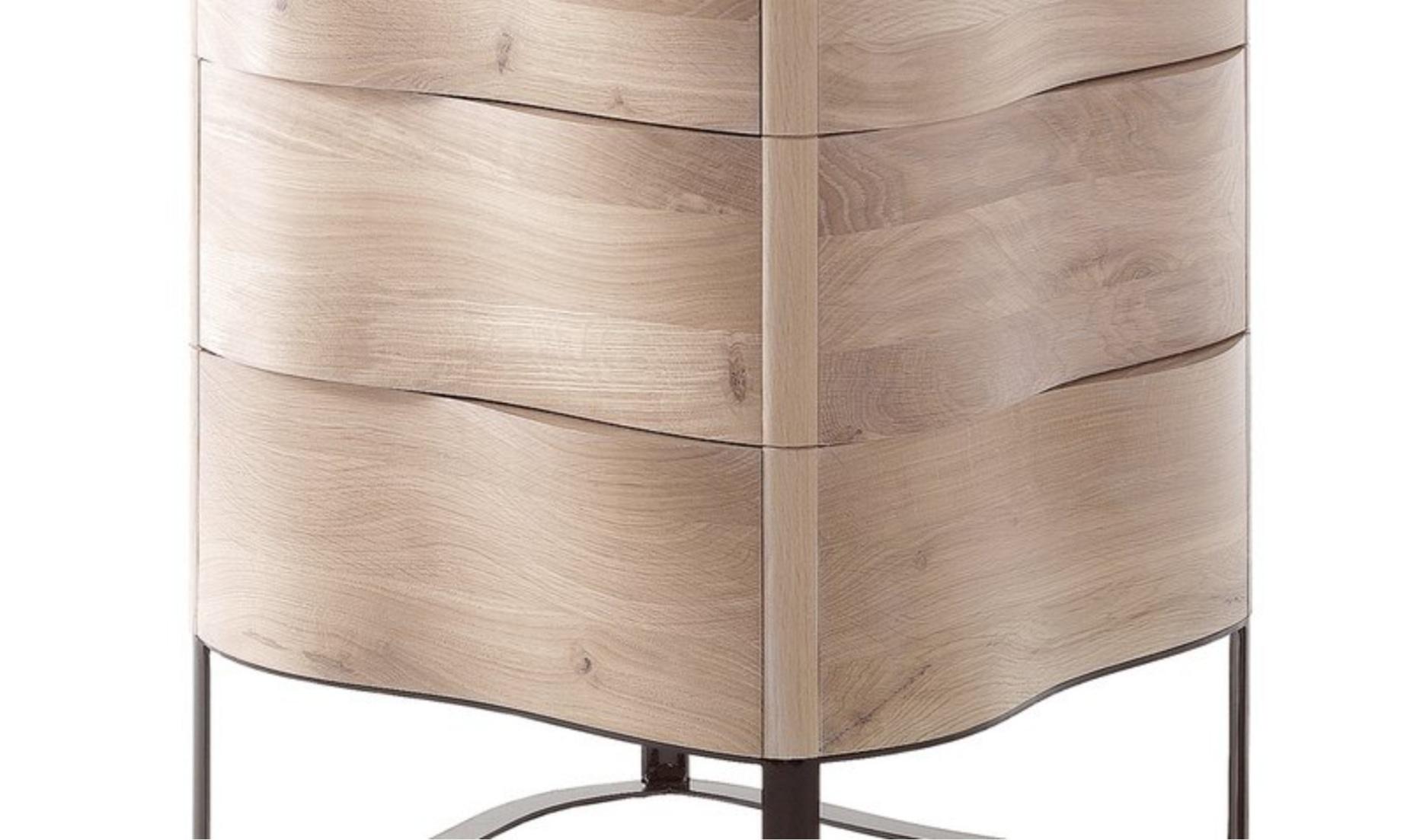 Iron Oak Chest of Drawers Tall Sculptural Design For Sale