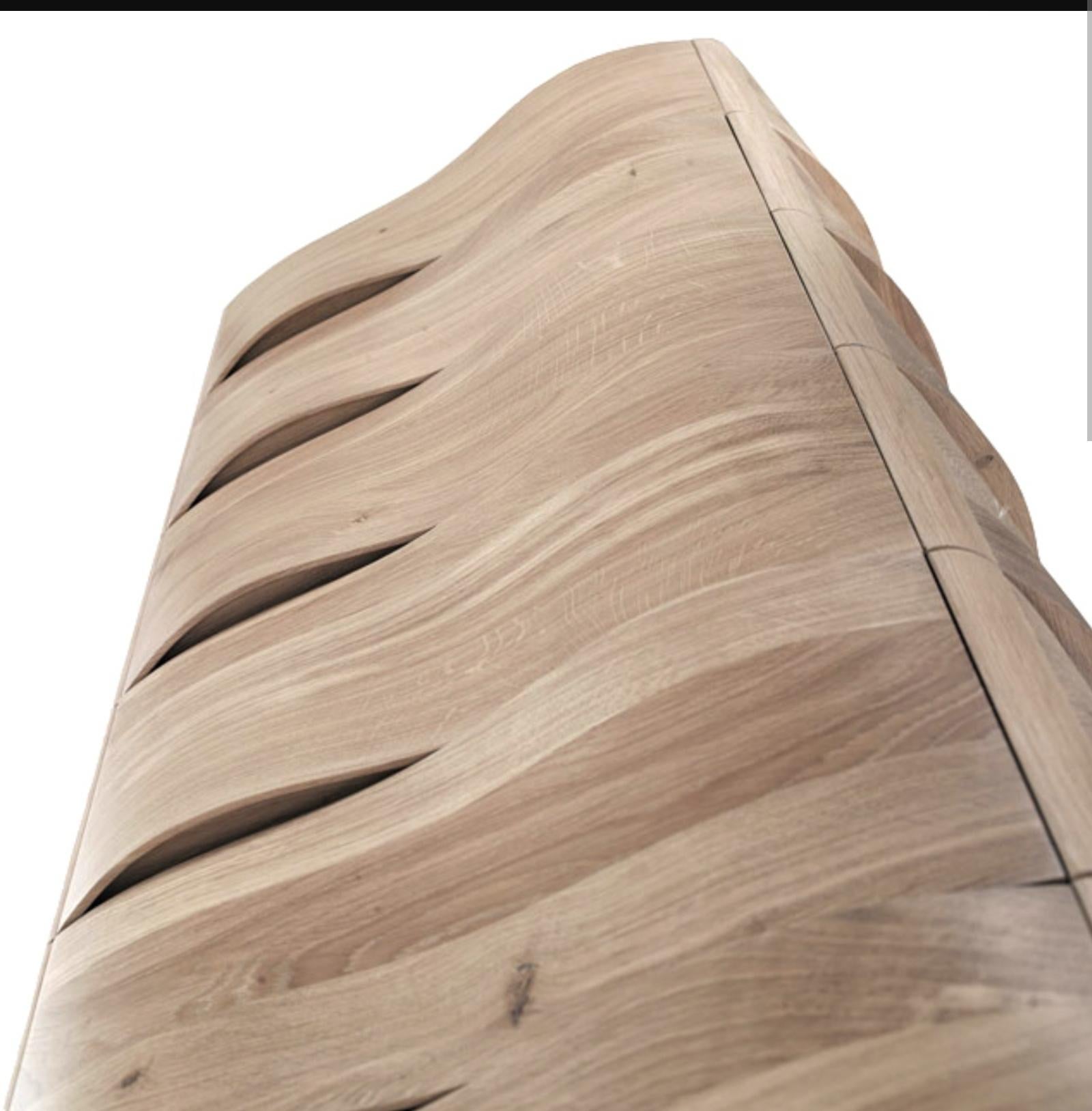 Oak Chest of Drawers Tall Sculptural Design For Sale 1