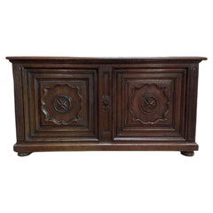 Oak chest with carved Maltese cross Louis XIII style