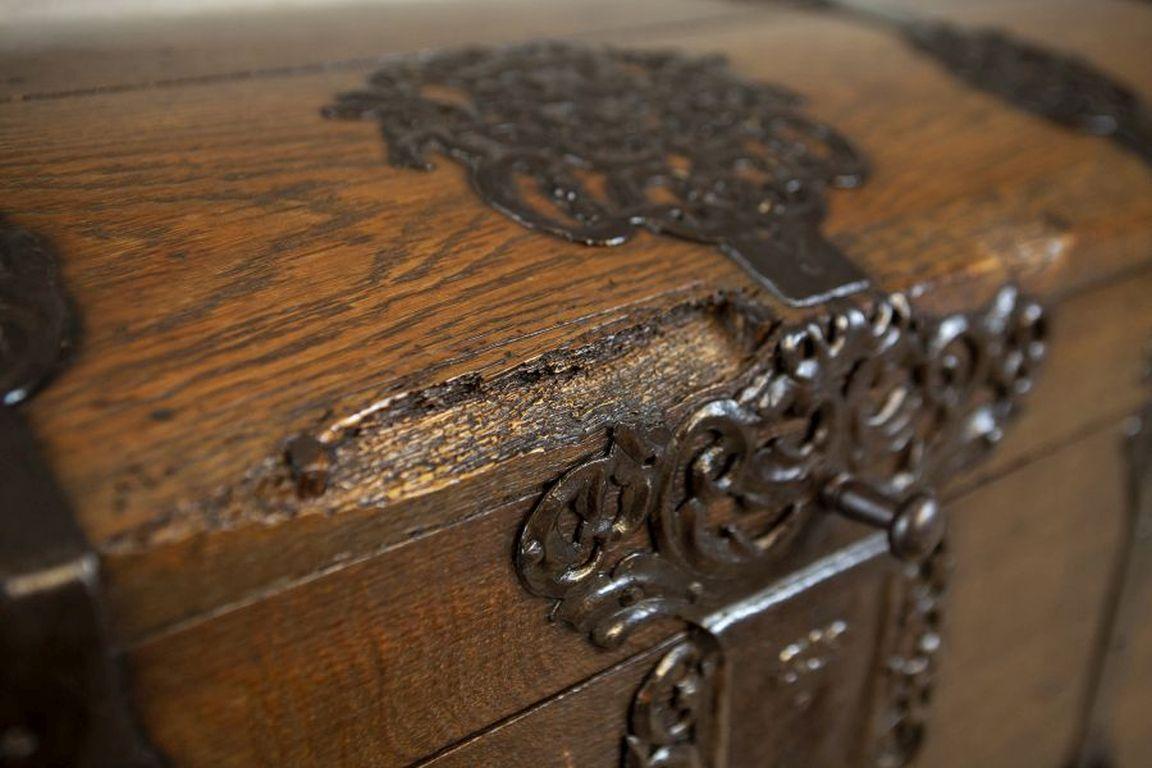 Oak Chest From the Late 18th Century With Iron Fittings For Sale 5