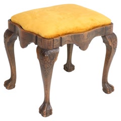 Antique Oak Chippendale Style Stool, 1920s