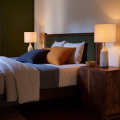 Lawson-Fenning Chiselhurst Bed, Oak & White Bouclé, Modern Bedframe