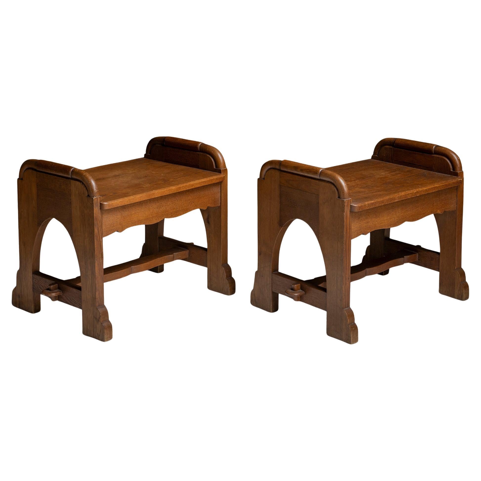 Oak Church Stools, Netherlands 1940