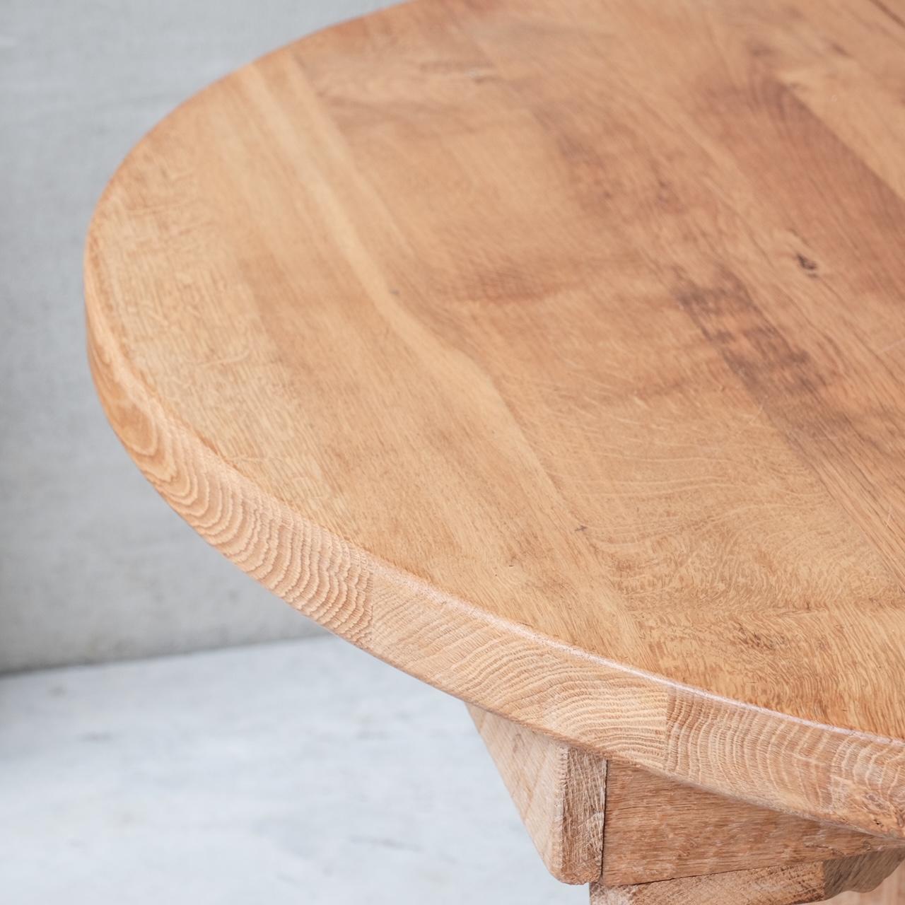 20th Century Oak Circular Extendable Mid-Century Dining Table by De Puydt