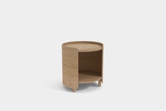 Prima Side Table, Night Stand, Auxiliary Table in Oak Wood Finish, Joel Escalona