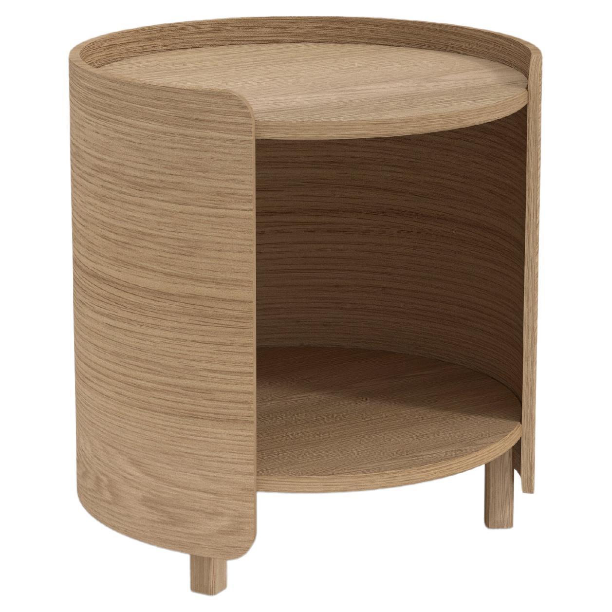 Prima Side Table, Night Stand, Auxiliary Table in Oak Wood Finish, Joel Escalona For Sale