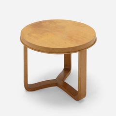 Oak Circular Side Table the Manner of Jacques Adnet.