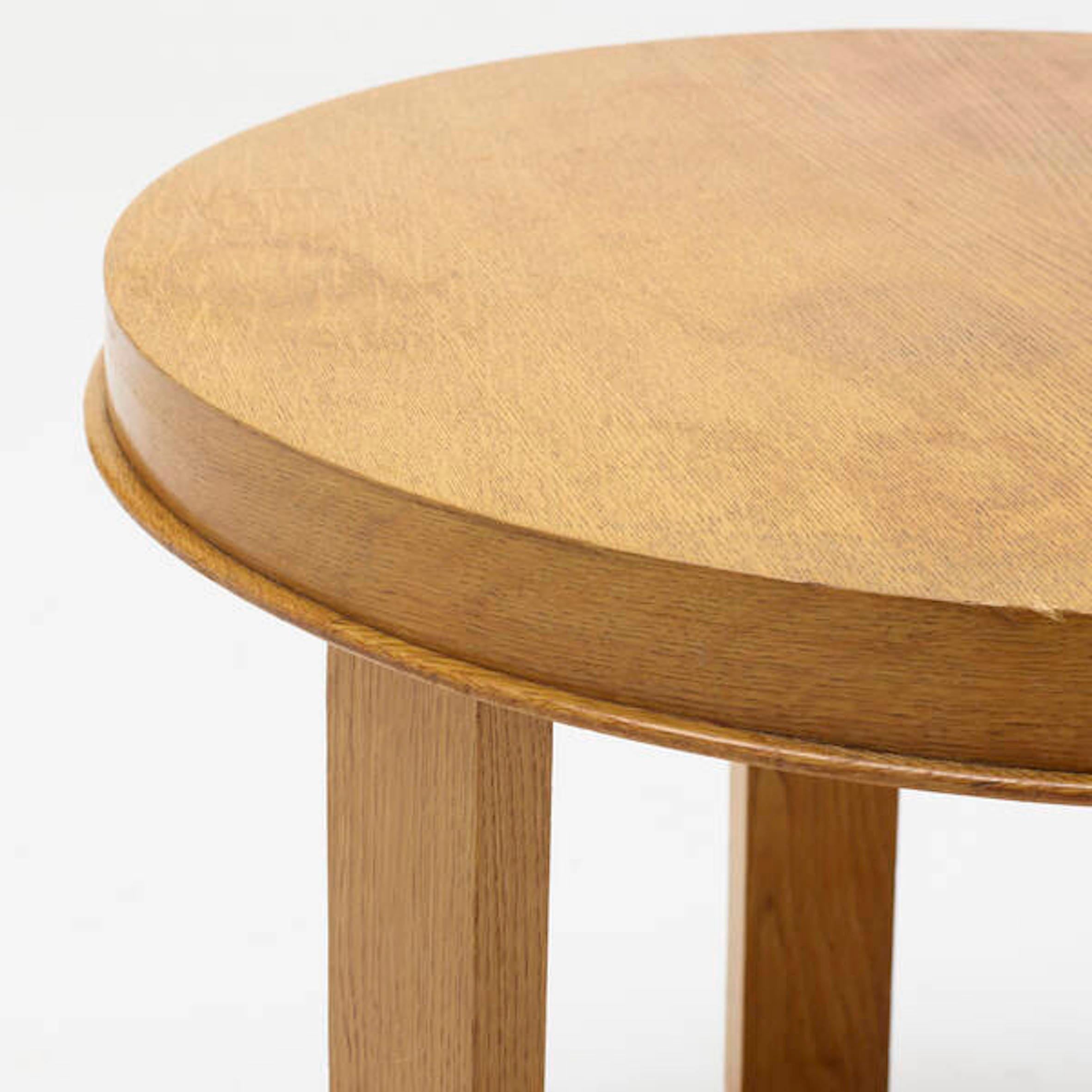 Mid-20th Century Oak Circular Side Table the Manner of Jacques Adnet. For Sale