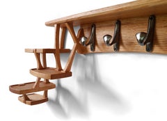 Oak Cirrus Coat Rack, Modern Wall Mounted Hooks and Shelves by Arid