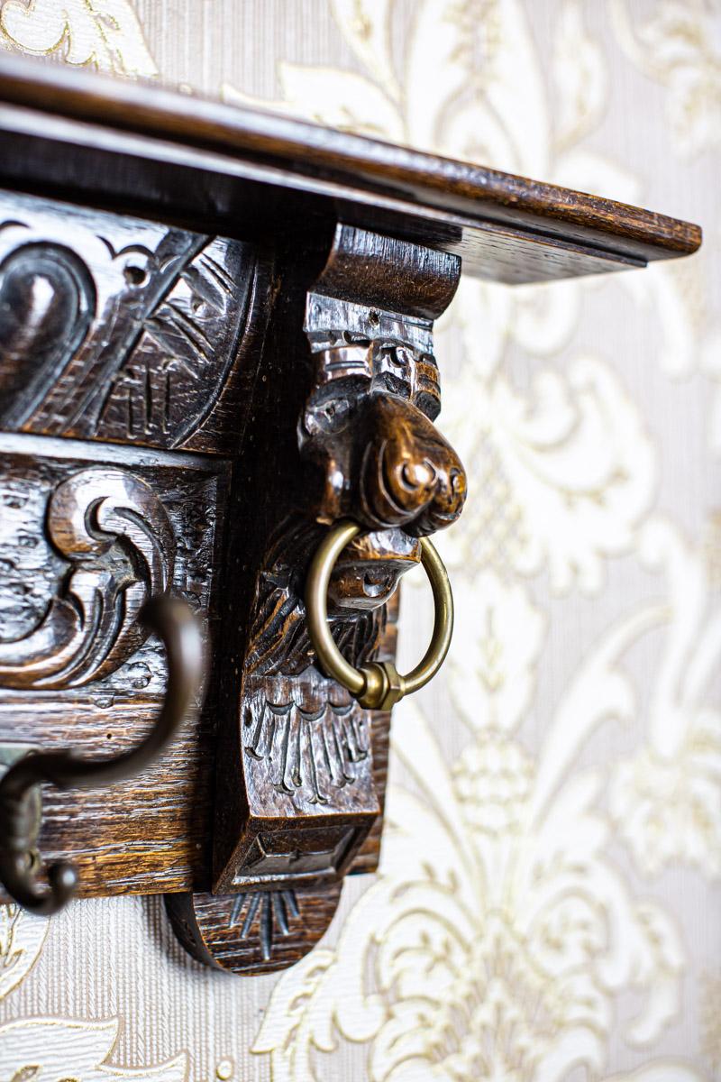 Oak Coat Rack from the Early 20th Century in Dark Brown 5