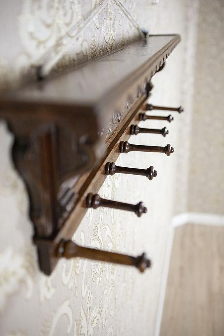 Oak Coat Rack from the Early 20th Century in Dark Brown In Good Condition For Sale In Opole, PL