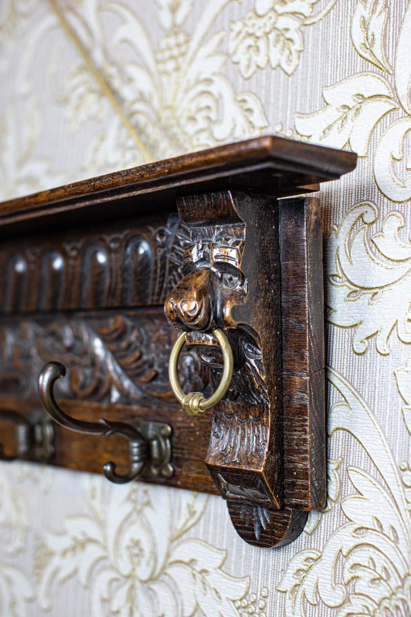 Oak Coat Rack from the Early 20th Century in Dark Brown 1