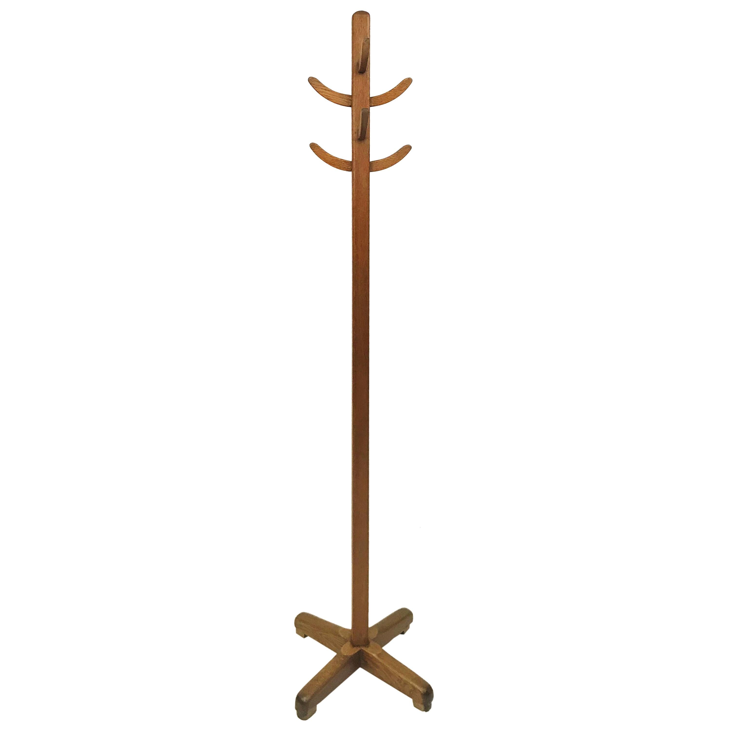 ENGLISH OAK UTILITY Coat Stand, 1940s at 1stDibs