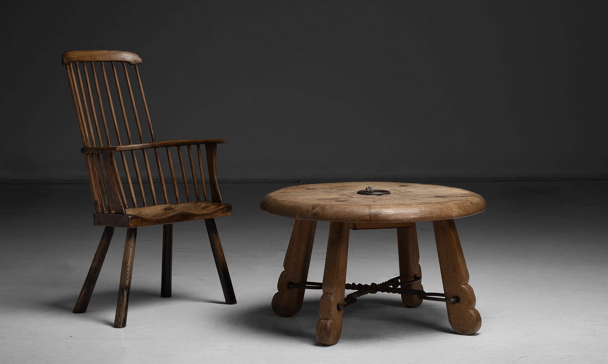 Iron Oak Coffee Table, Belgium circa 1960