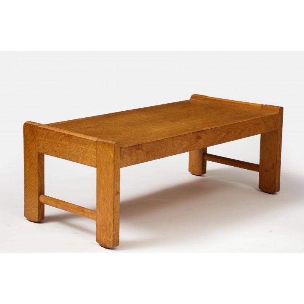Modern Oak Coffee Table by Guillerme et Chambron, circa 1950 For Sale