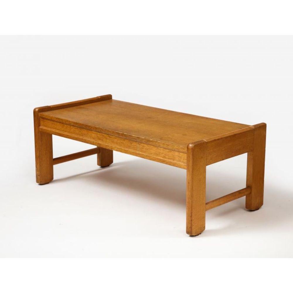 Oak Coffee Table by Guillerme et Chambron, circa 1950 In Good Condition For Sale In New York City, NY