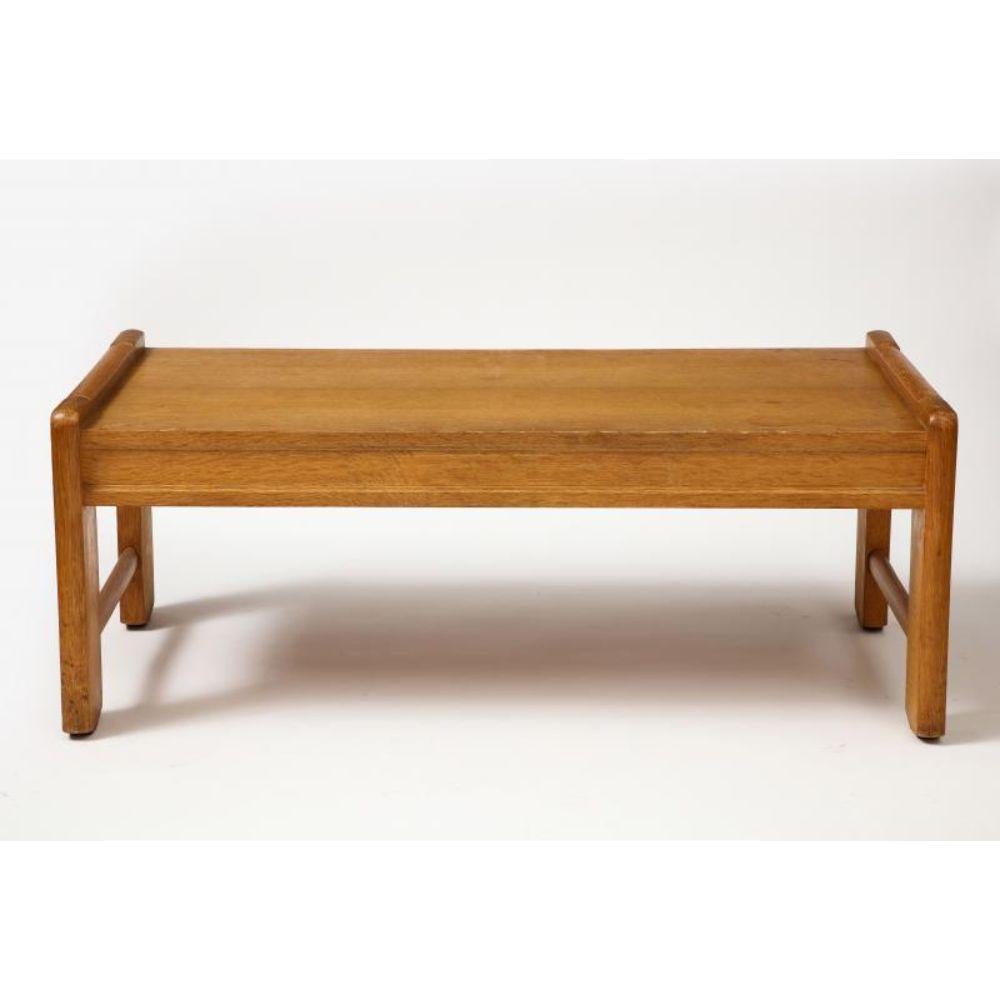 20th Century Oak Coffee Table by Guillerme et Chambron, circa 1950 For Sale