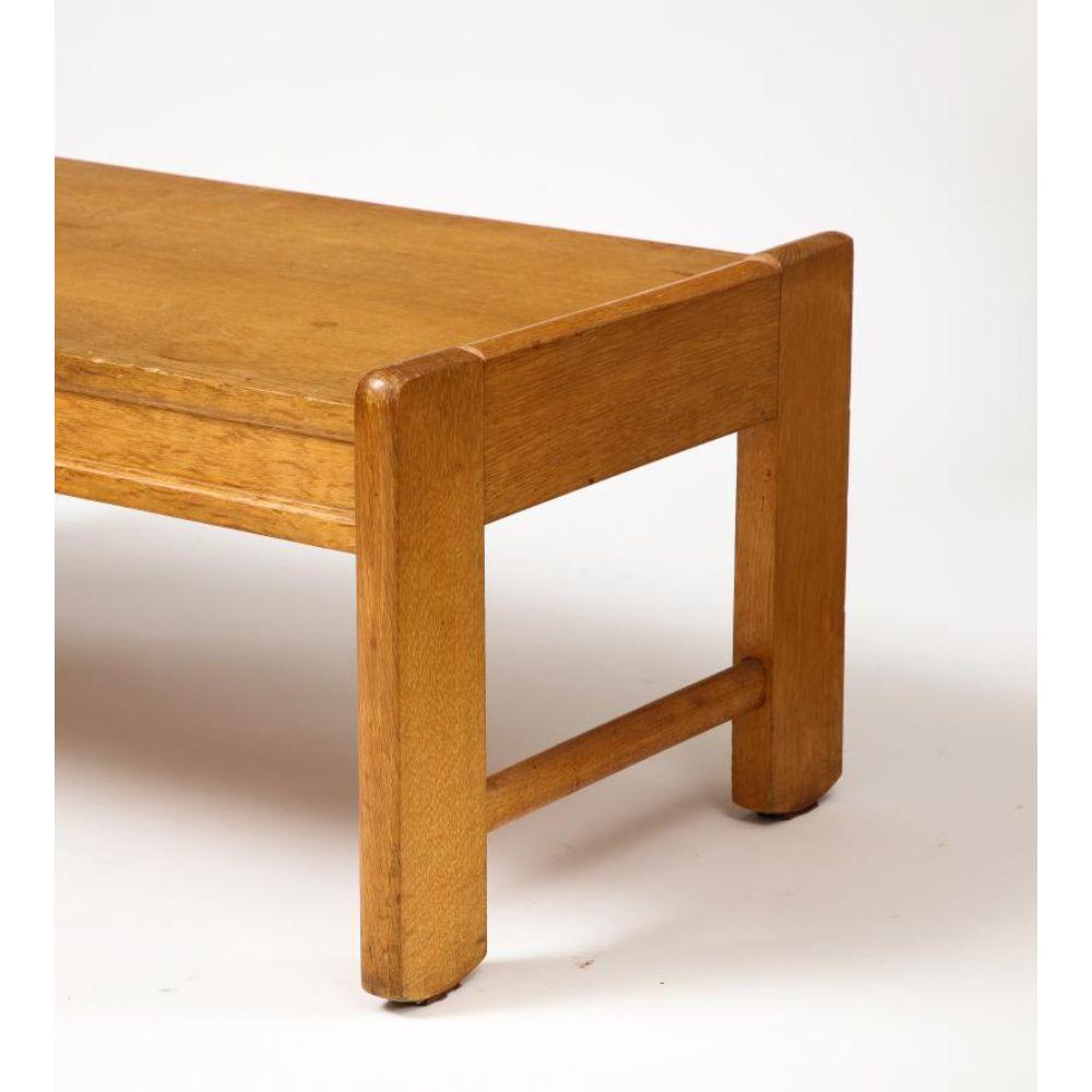 Oak Coffee Table by Guillerme et Chambron, circa 1950 For Sale 2