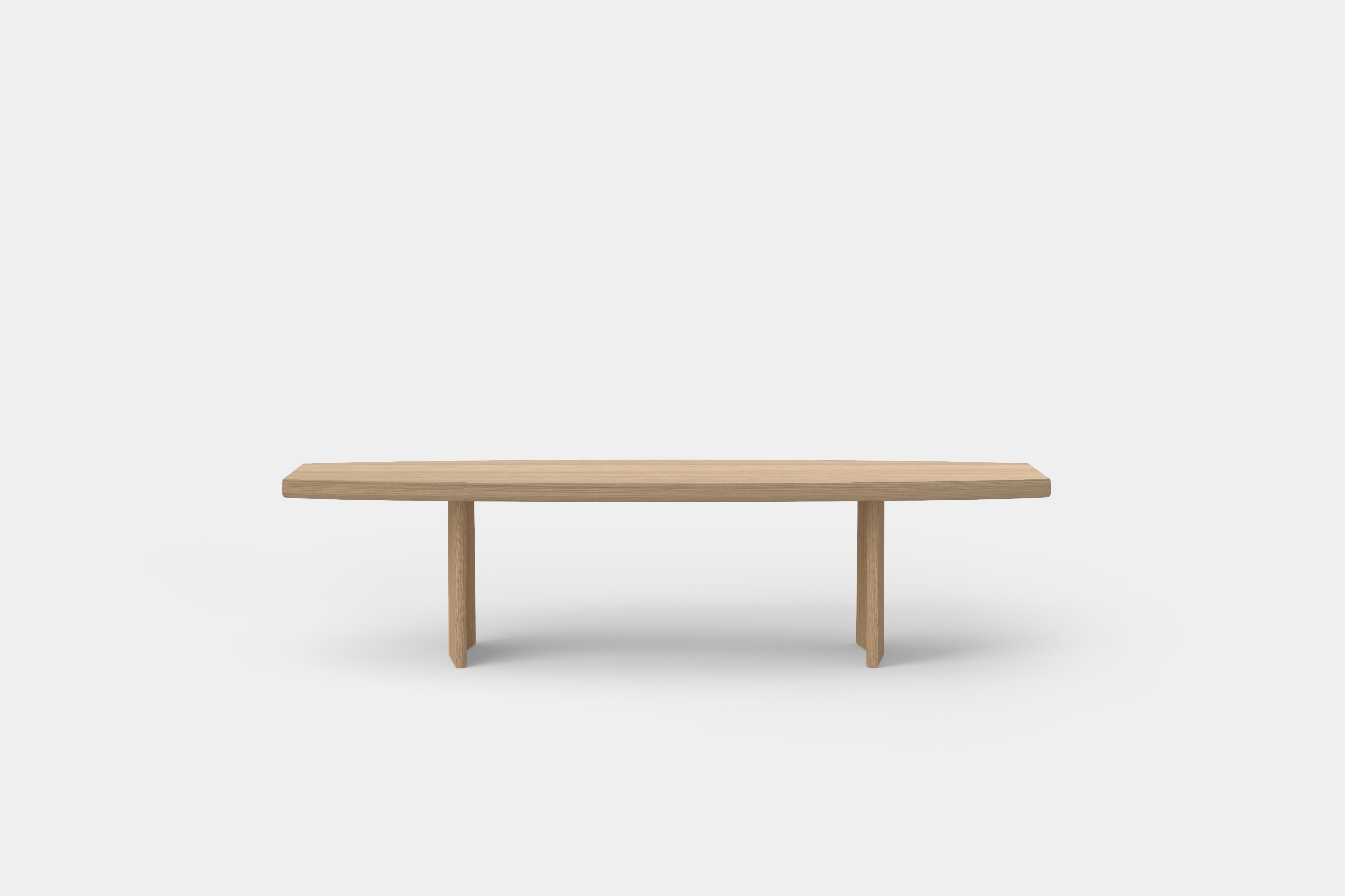 Contemporary Peana Coffee Table, Bench in Natural Oak Solid Wood Finish by Joel Escalona For Sale
