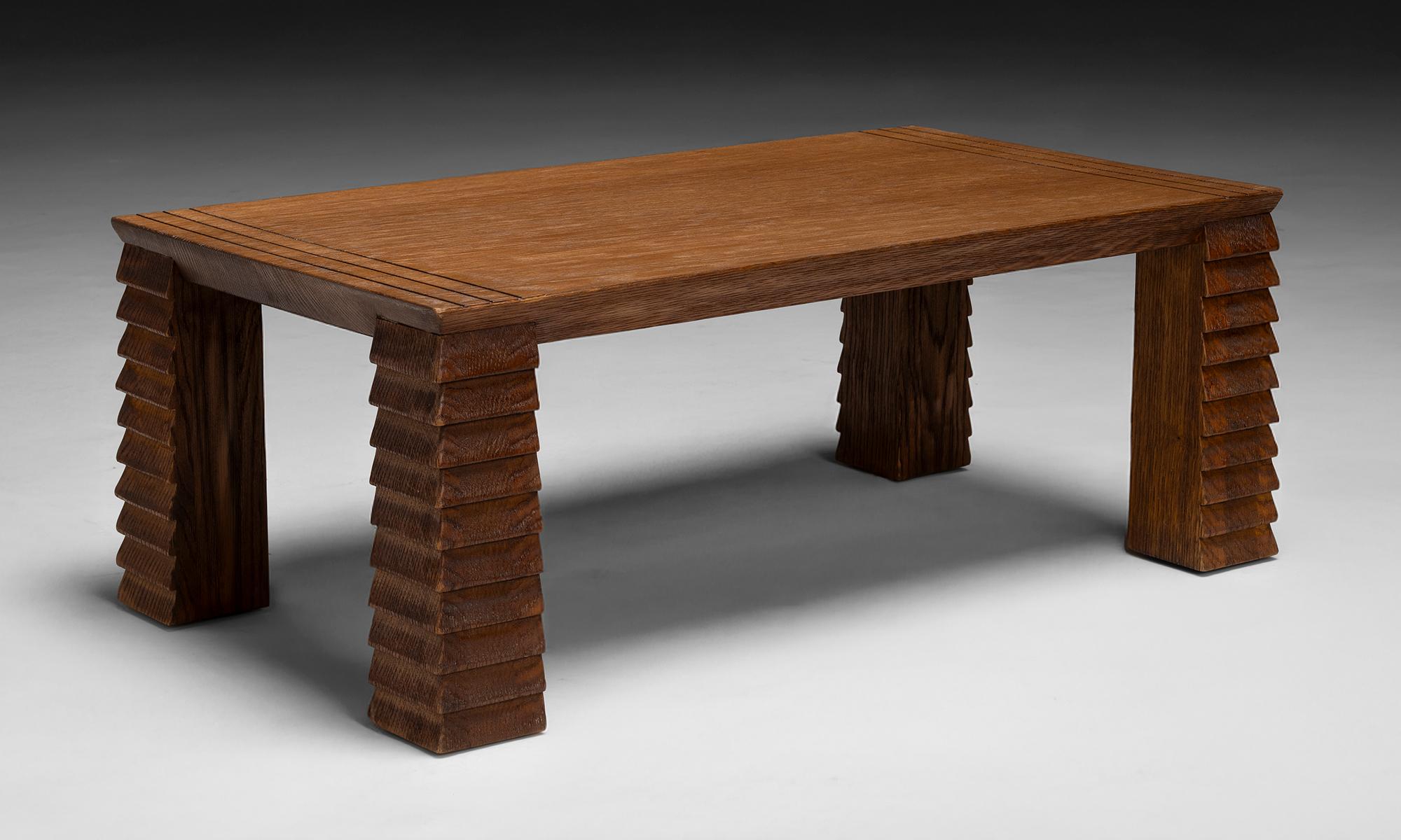 American Oak Coffee Table Made in Los Angeles For Sale