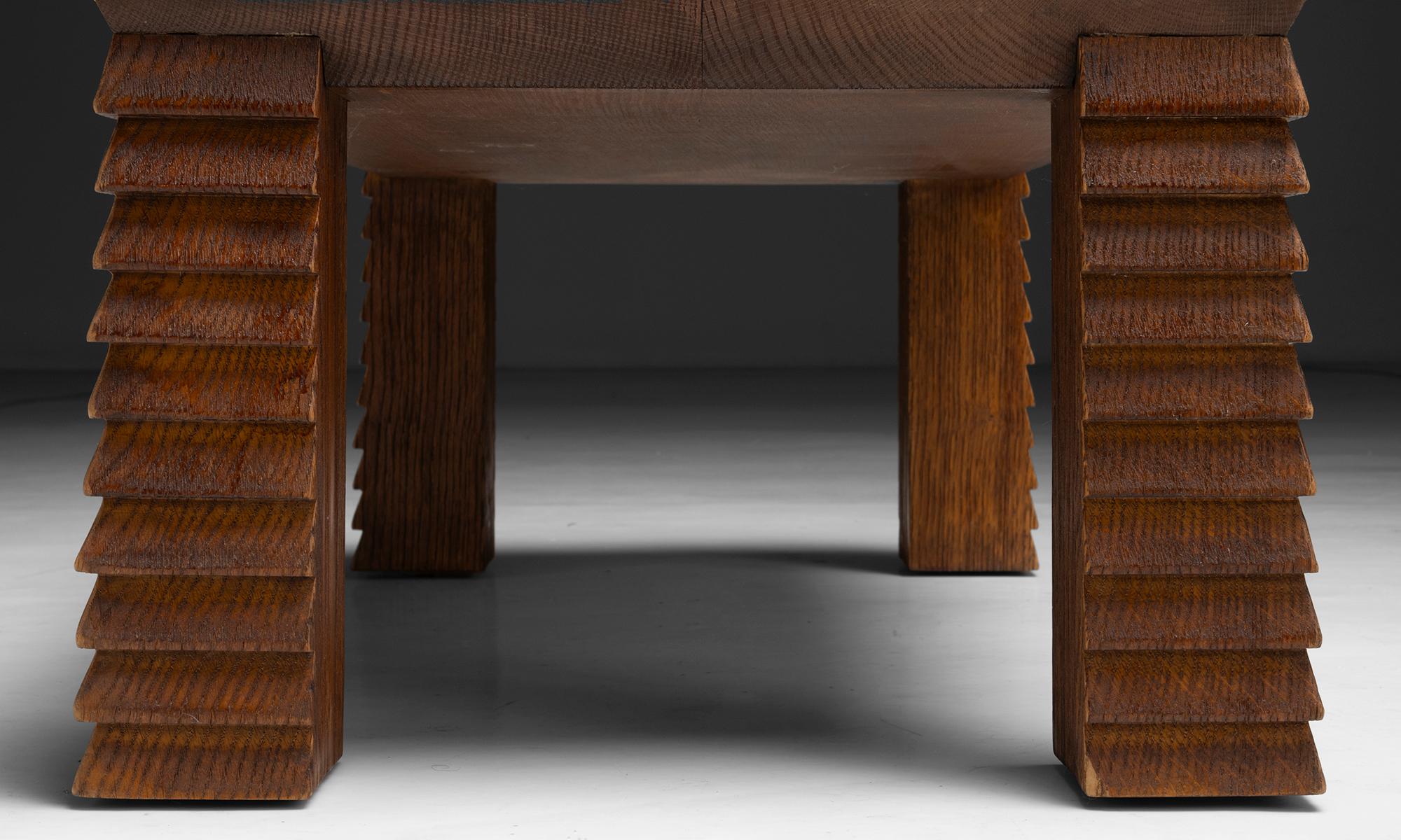 Contemporary Oak Coffee Table Made in Los Angeles For Sale