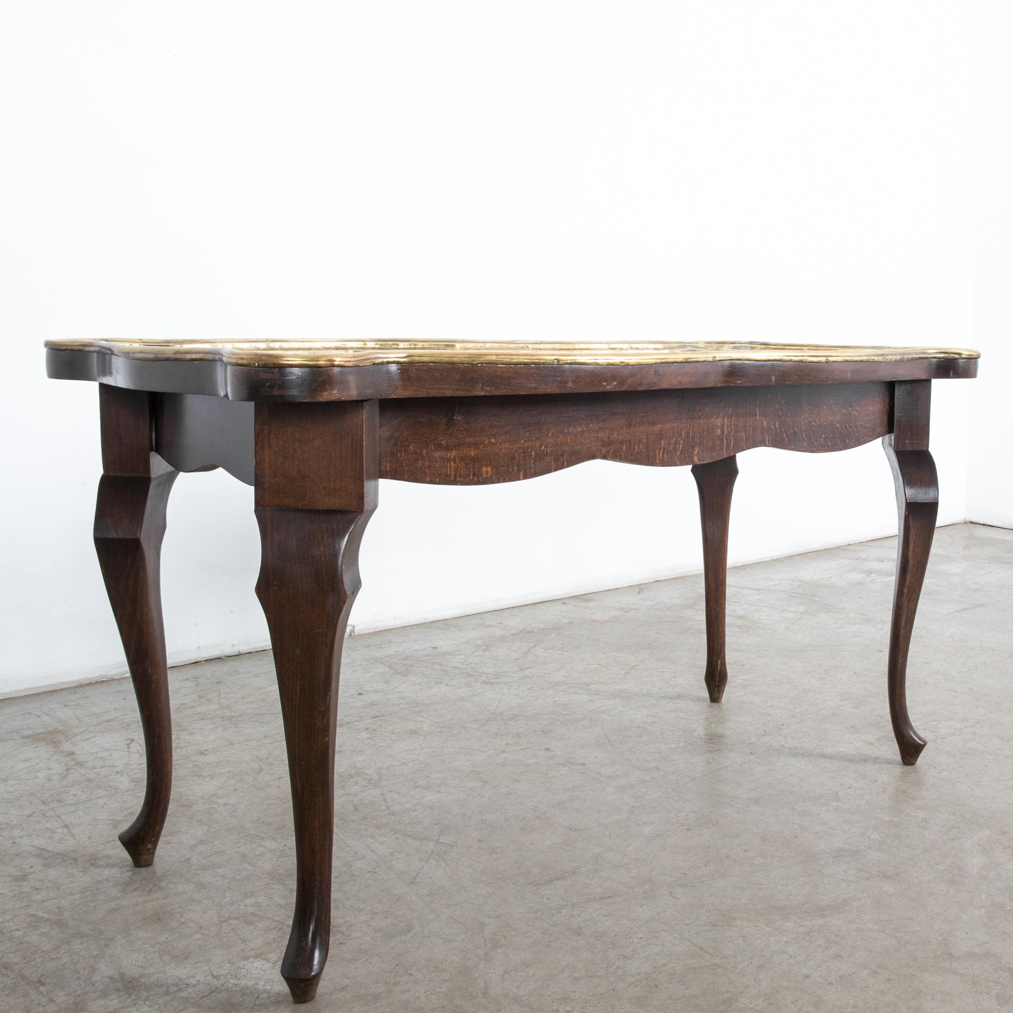 Oak Coffee Table with Brass Top, Germany, circa 1959 2