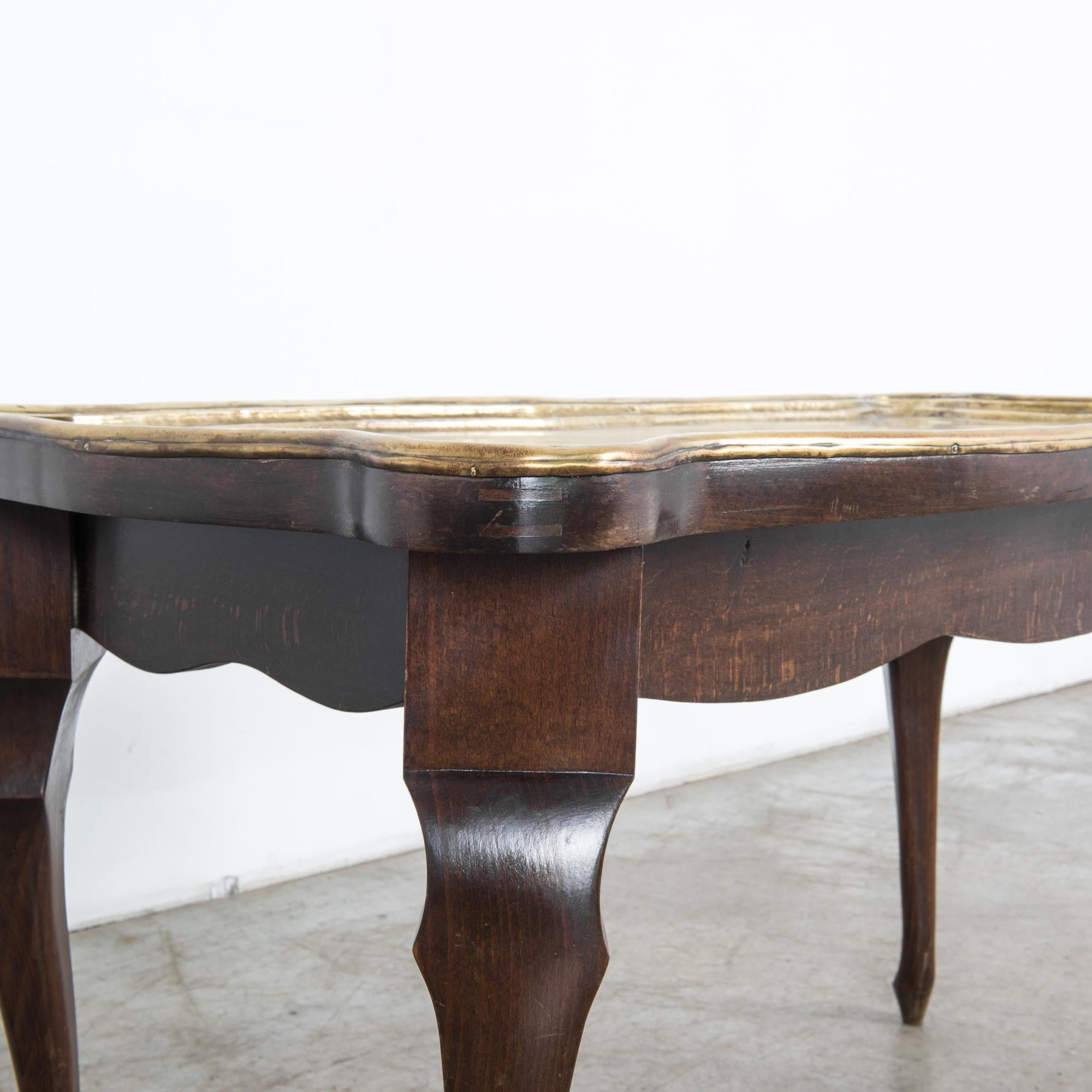 Oak Coffee Table with Brass Top, Germany, circa 1959 3