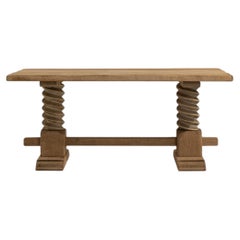 Oak Coffee Table With Corkscrew Legs