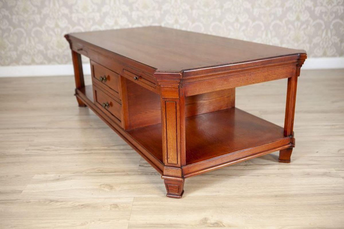 Mid-Century Modern Oak Coffee Table With Drawers From the Mid. 20th Century For Sale