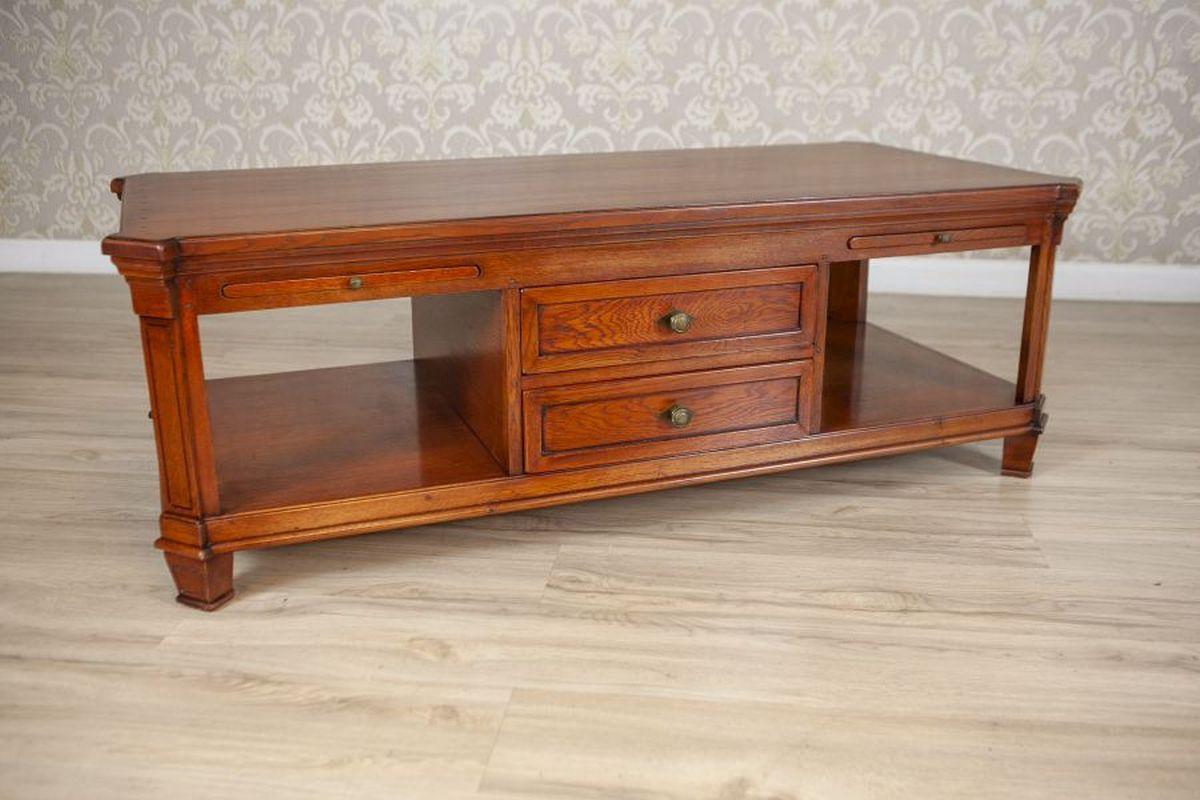 European Oak Coffee Table With Drawers From the Mid. 20th Century For Sale