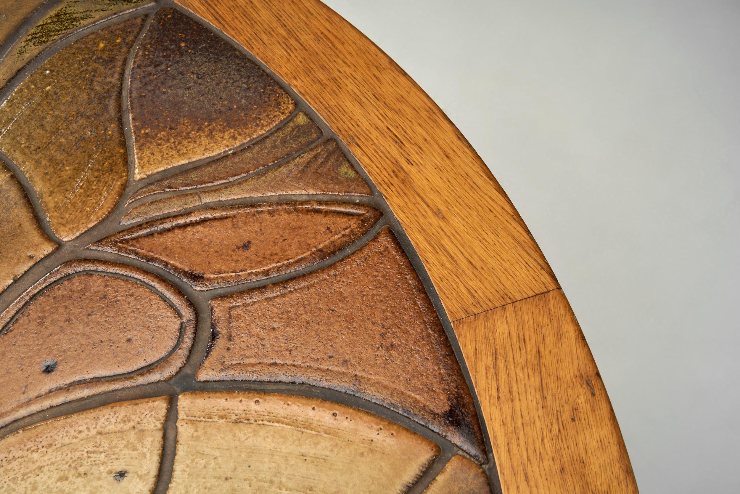 Table basse en Oak avec carreaux de grès émaillés par Søren Jean Larsen, Danemark années 1980 en vente 5