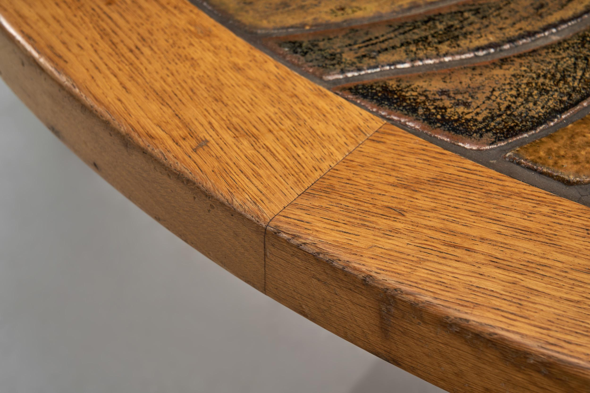 Table basse en Oak avec carreaux de grès émaillés par Søren Jean Larsen, Danemark années 1980 en vente 6