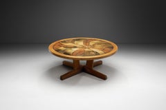 Eichen Couchtisch mit glasierten Steingutfliesen von Søren Jean Larsen, Dänemark 1980er