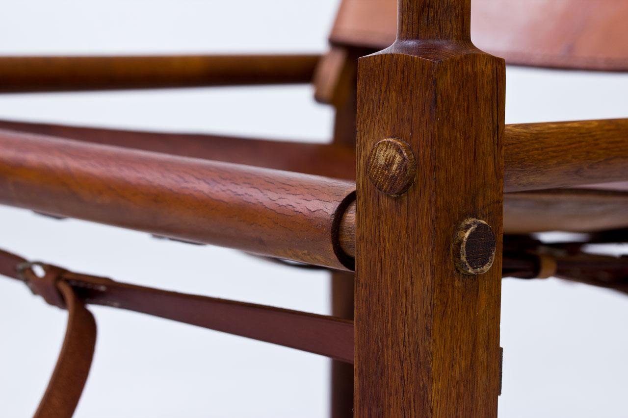 Oak and Cognac Leather Safari Chair by Wilhelm Kienzle for Wohnbedarf, 1950s 5