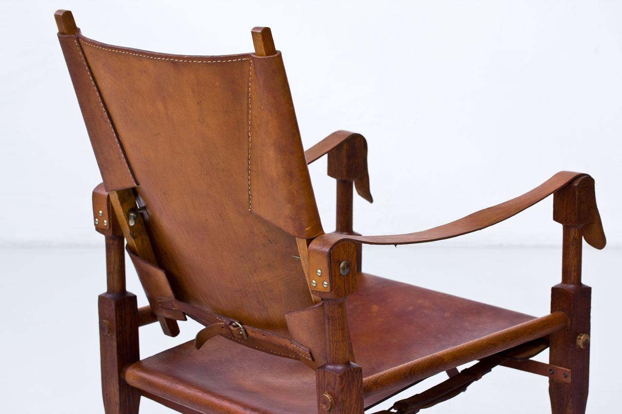 Oak and Cognac Leather Safari Chair by Wilhelm Kienzle for Wohnbedarf, 1950s 3