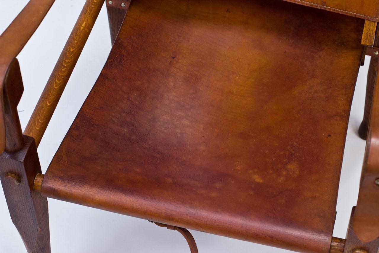 Oak and Cognac Leather Safari Chair by Wilhelm Kienzle for Wohnbedarf, 1950s 1