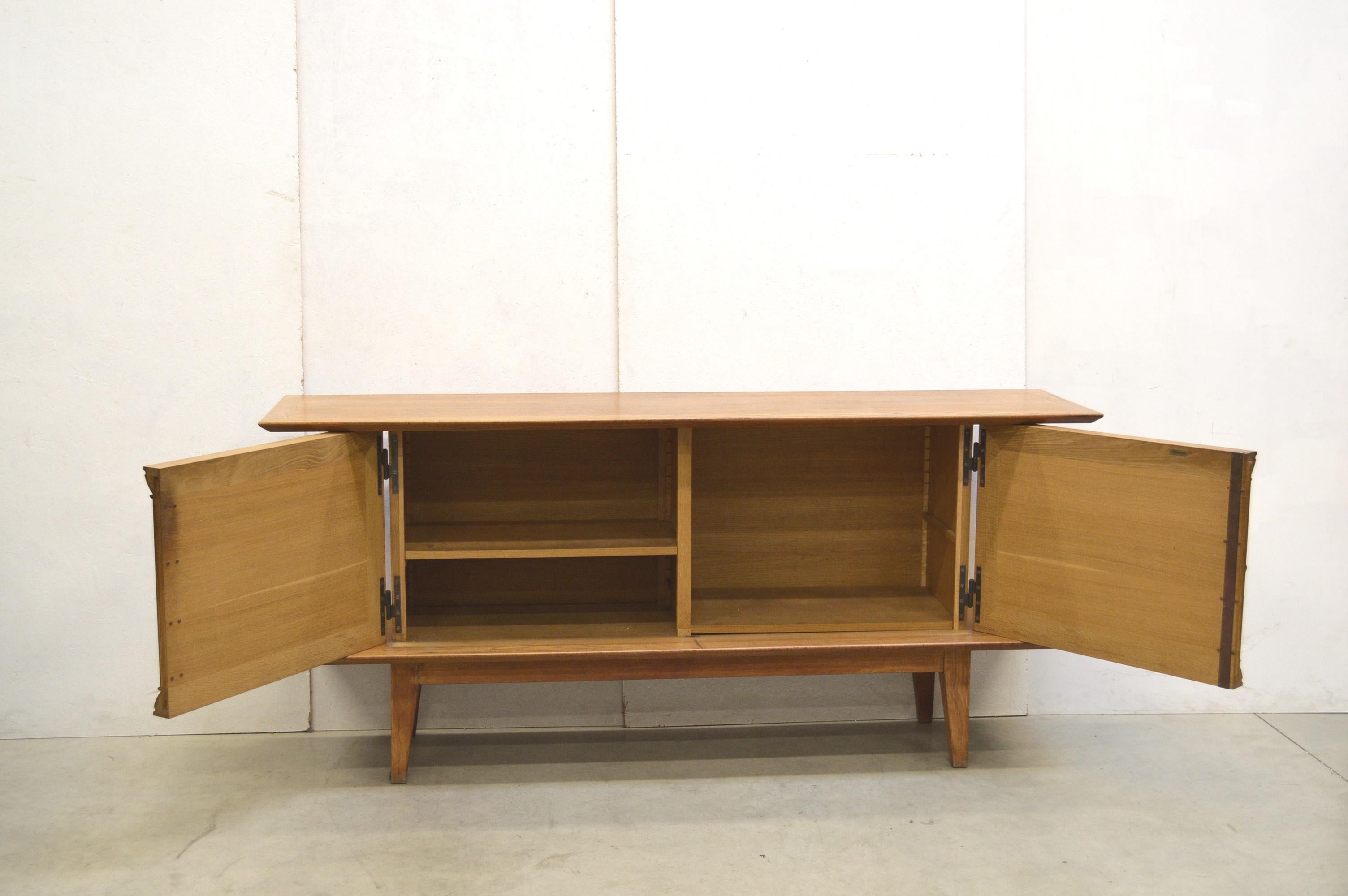 French Oak Colette Gueden Japanese Style Credenza Sideboard 1940s For Sale