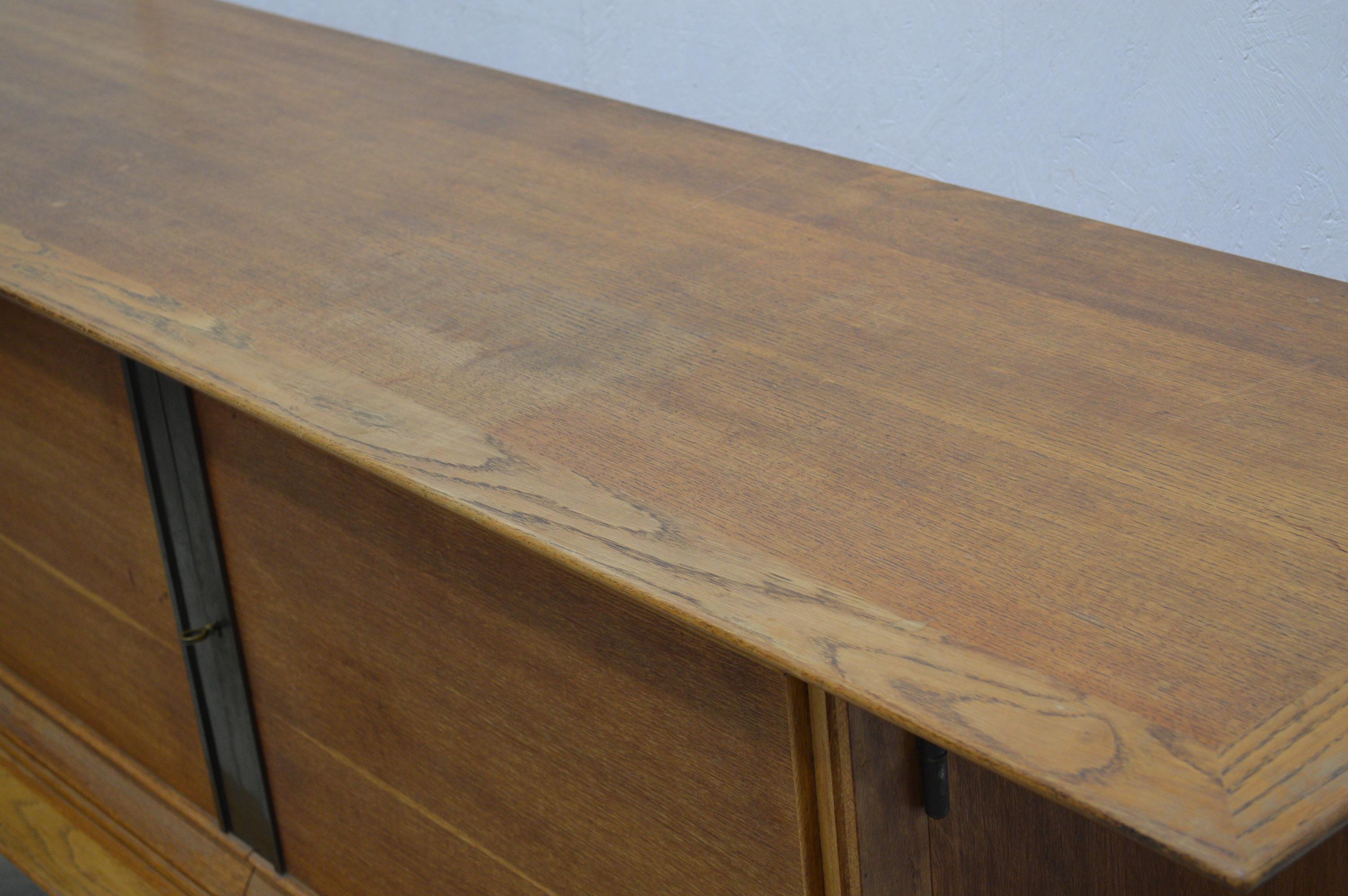 Hand-Crafted Oak Colette Gueden Japanese Style Credenza Sideboard 1940s For Sale