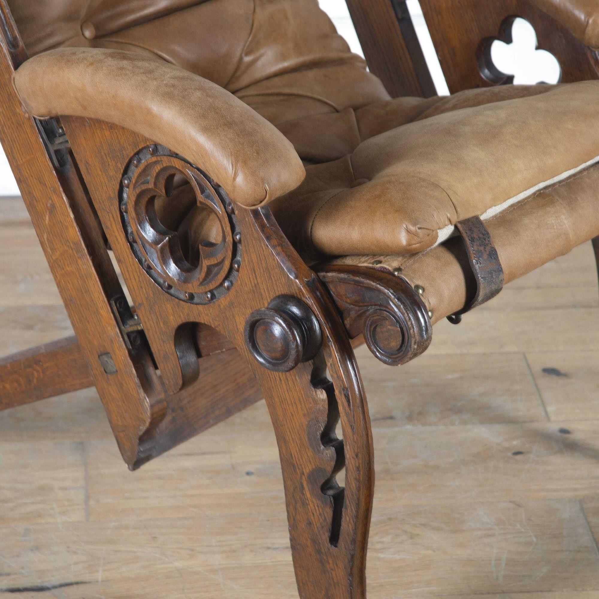 Leather Oak Colonial Campaign Chair