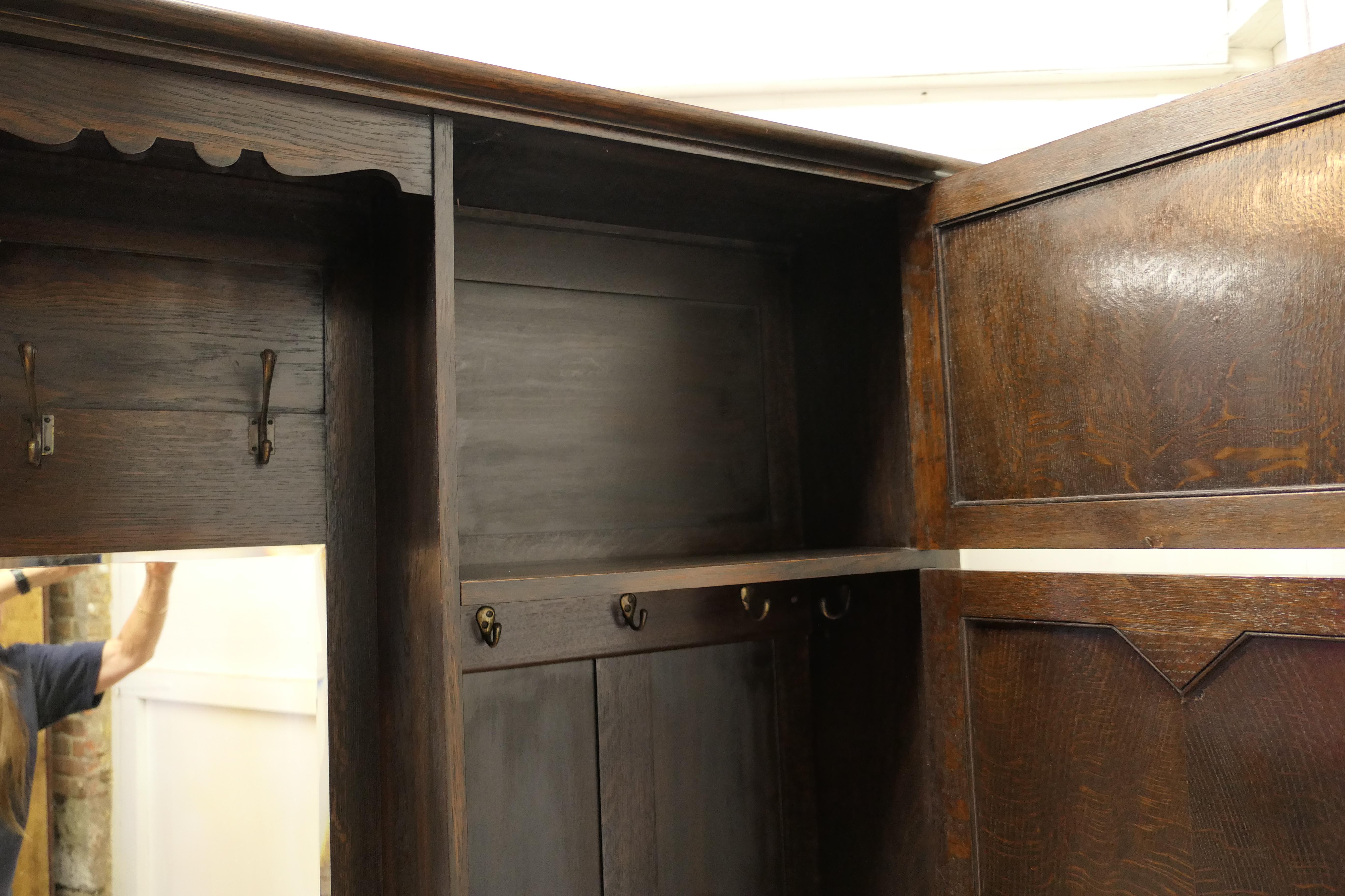 20th Century Oak Compactum Hall Wardrobe, Hall Stand For Sale