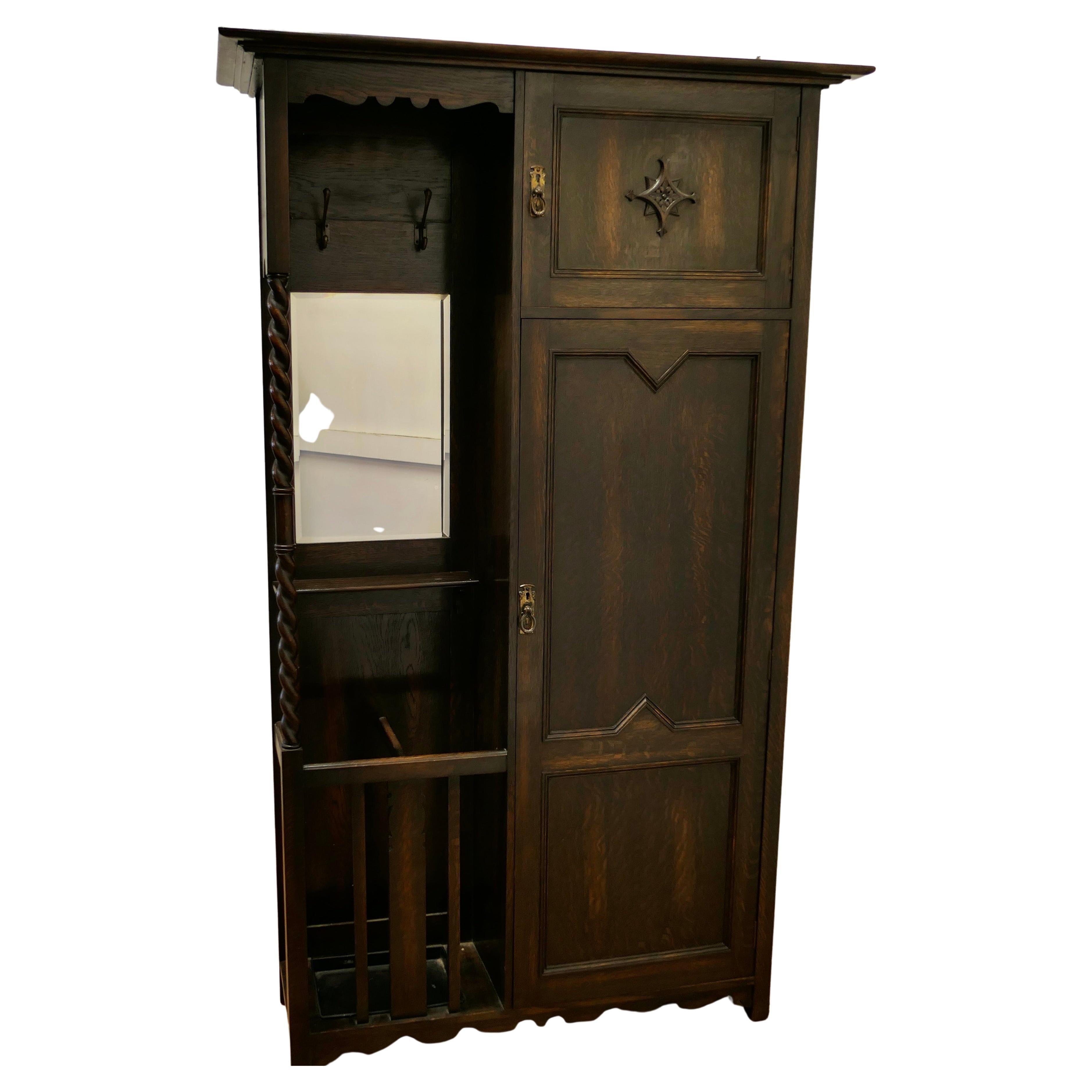 Oak Compactum Hall Wardrobe, Hall Stand