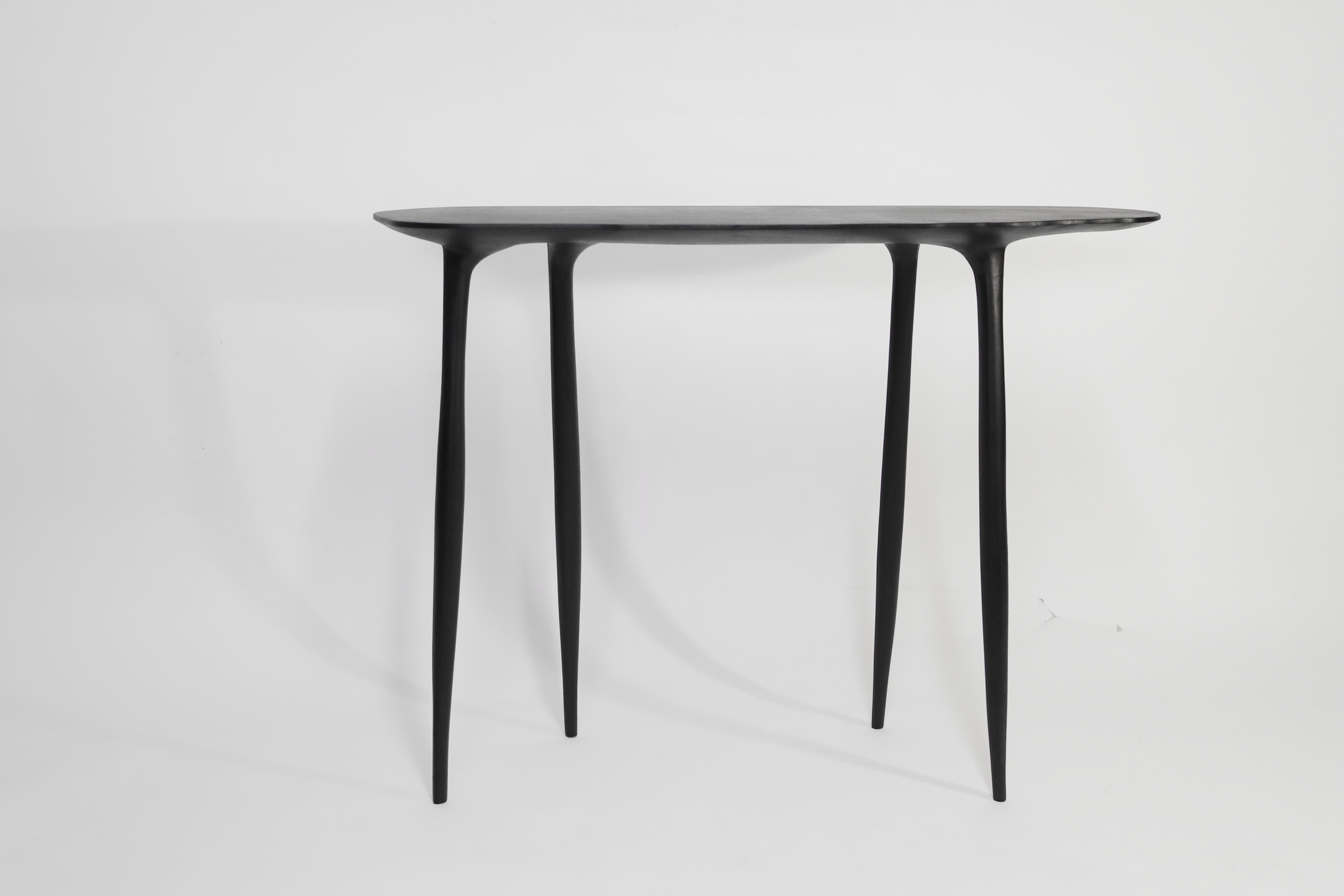 Oak Console Desk with Stool, Hand-Sculpted by Cedric Breisacher 6