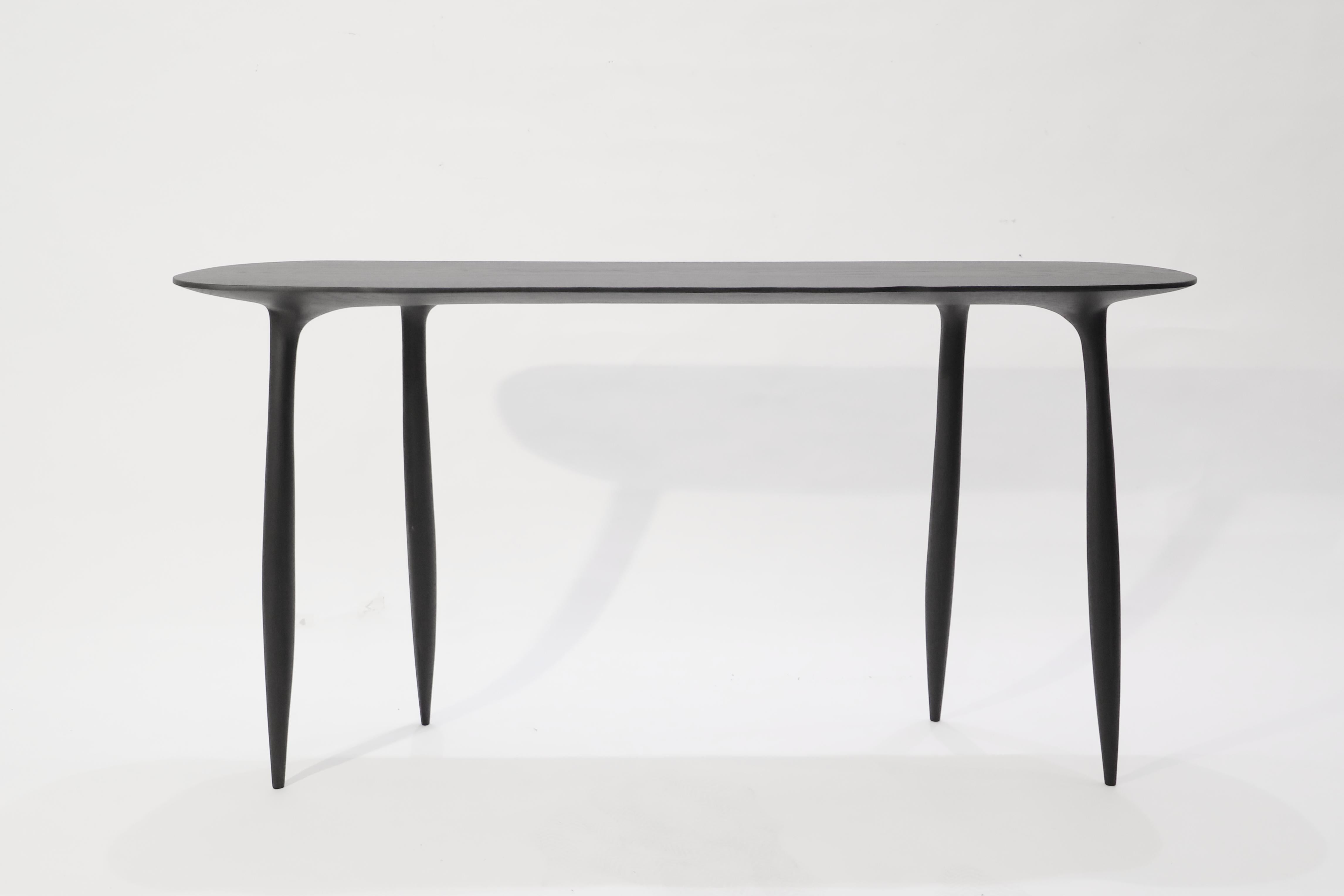 Oak Console Desk with Stool, Hand-Sculpted by Cedric Breisacher 10