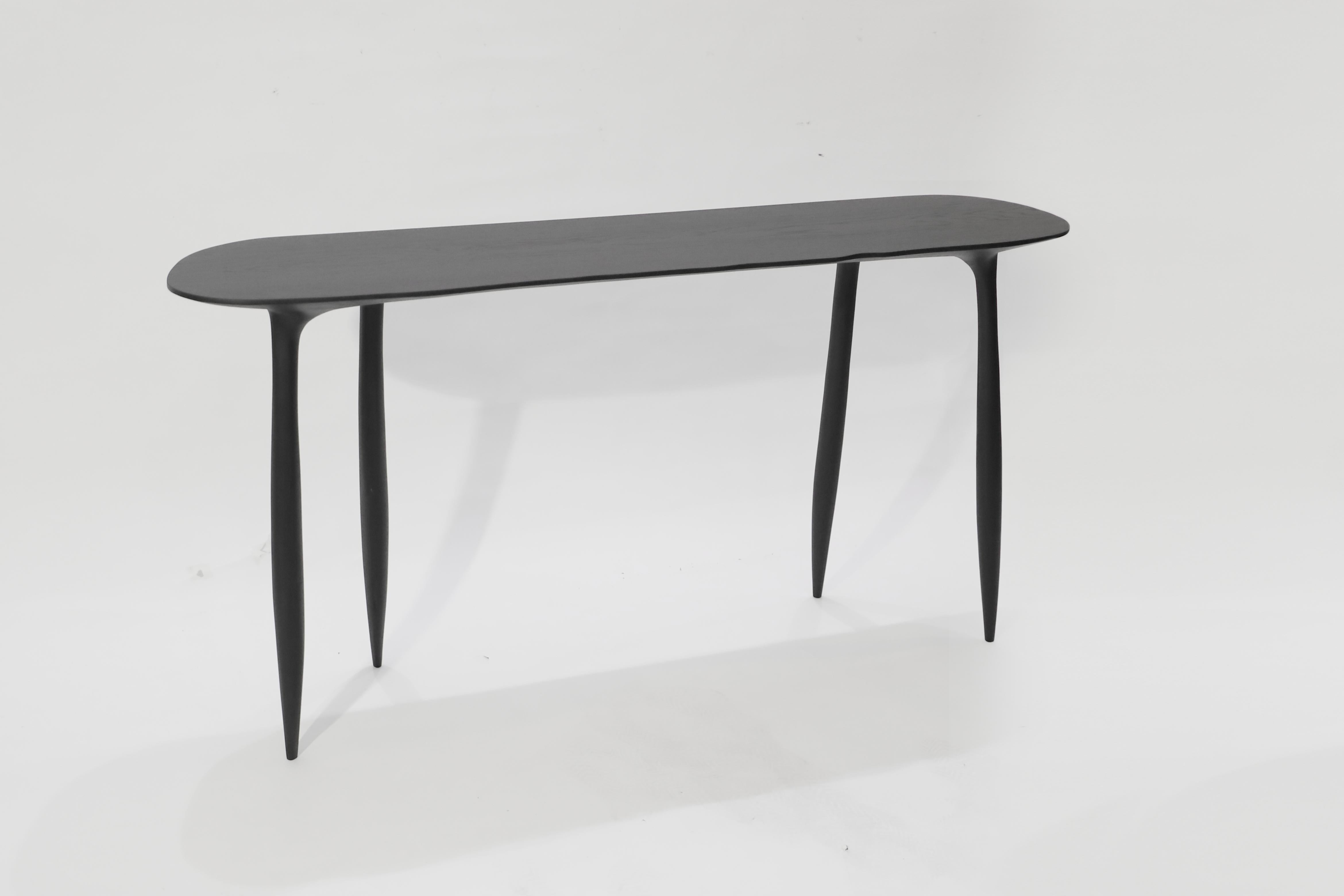 Oak Console Desk with Stool, Hand-Sculpted by Cedric Breisacher 12