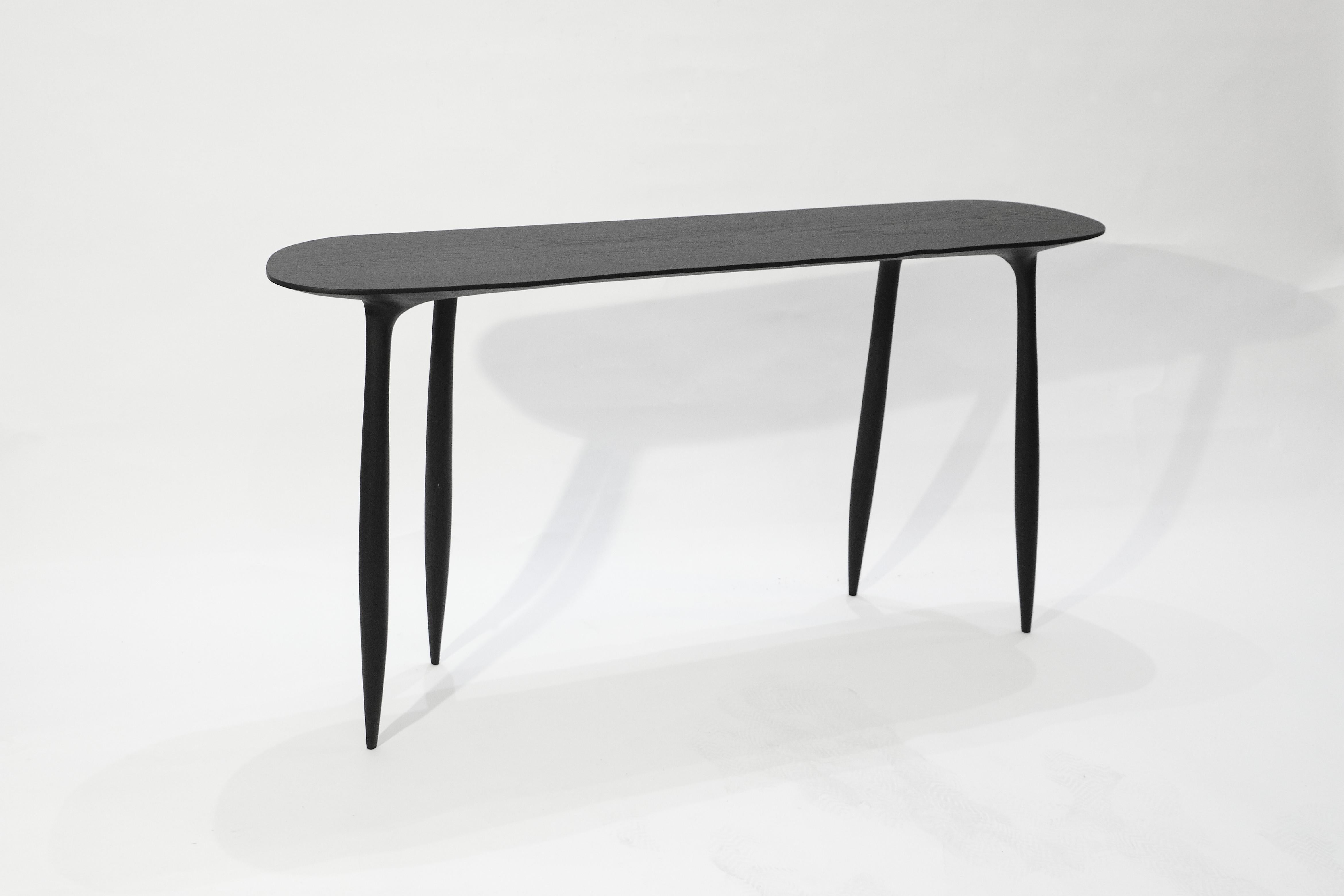 Oak Console Desk with Stool, Hand-Sculpted by Cedric Breisacher 14