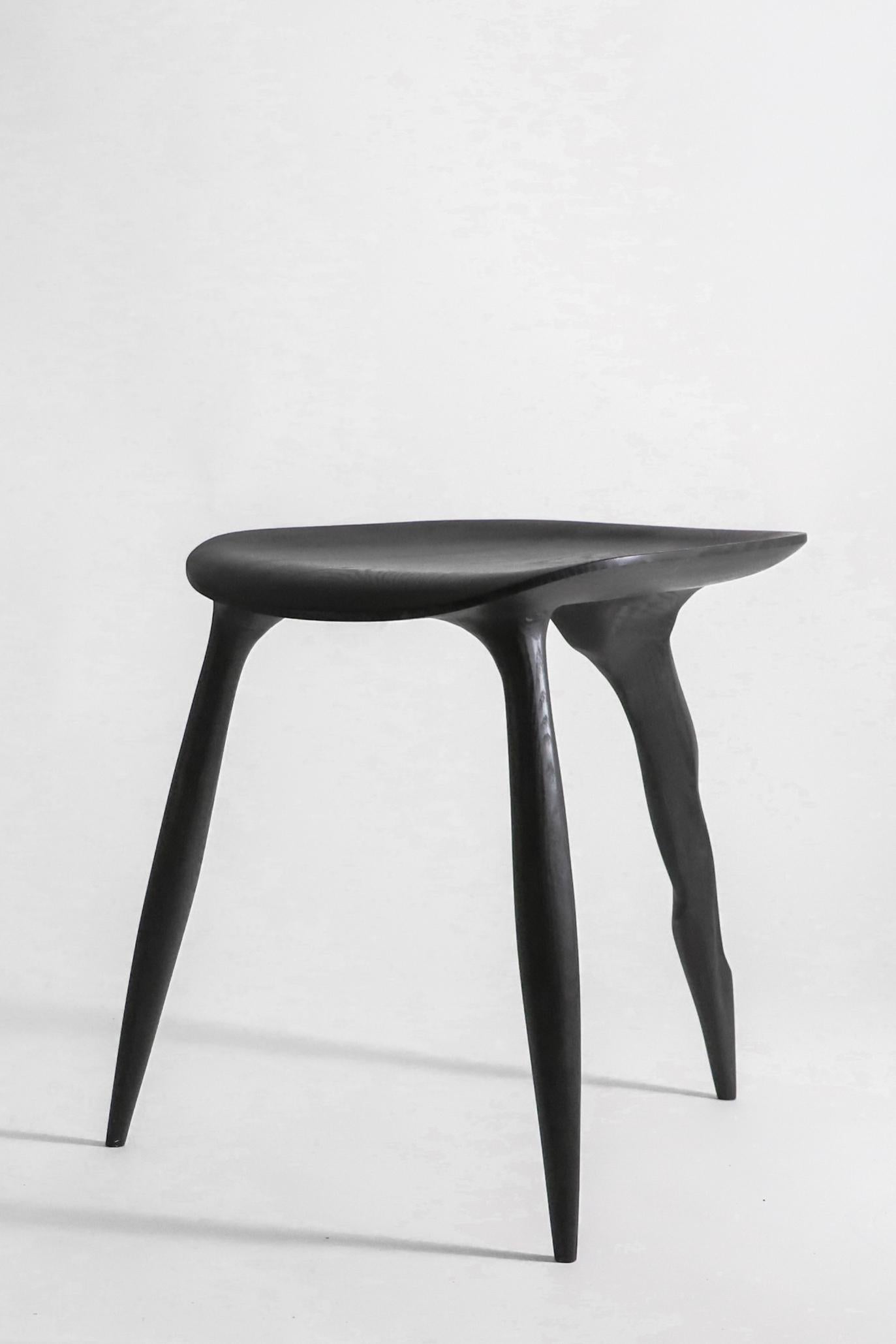 Contemporary Oak Console Desk with Stool, Hand-Sculpted by Cedric Breisacher