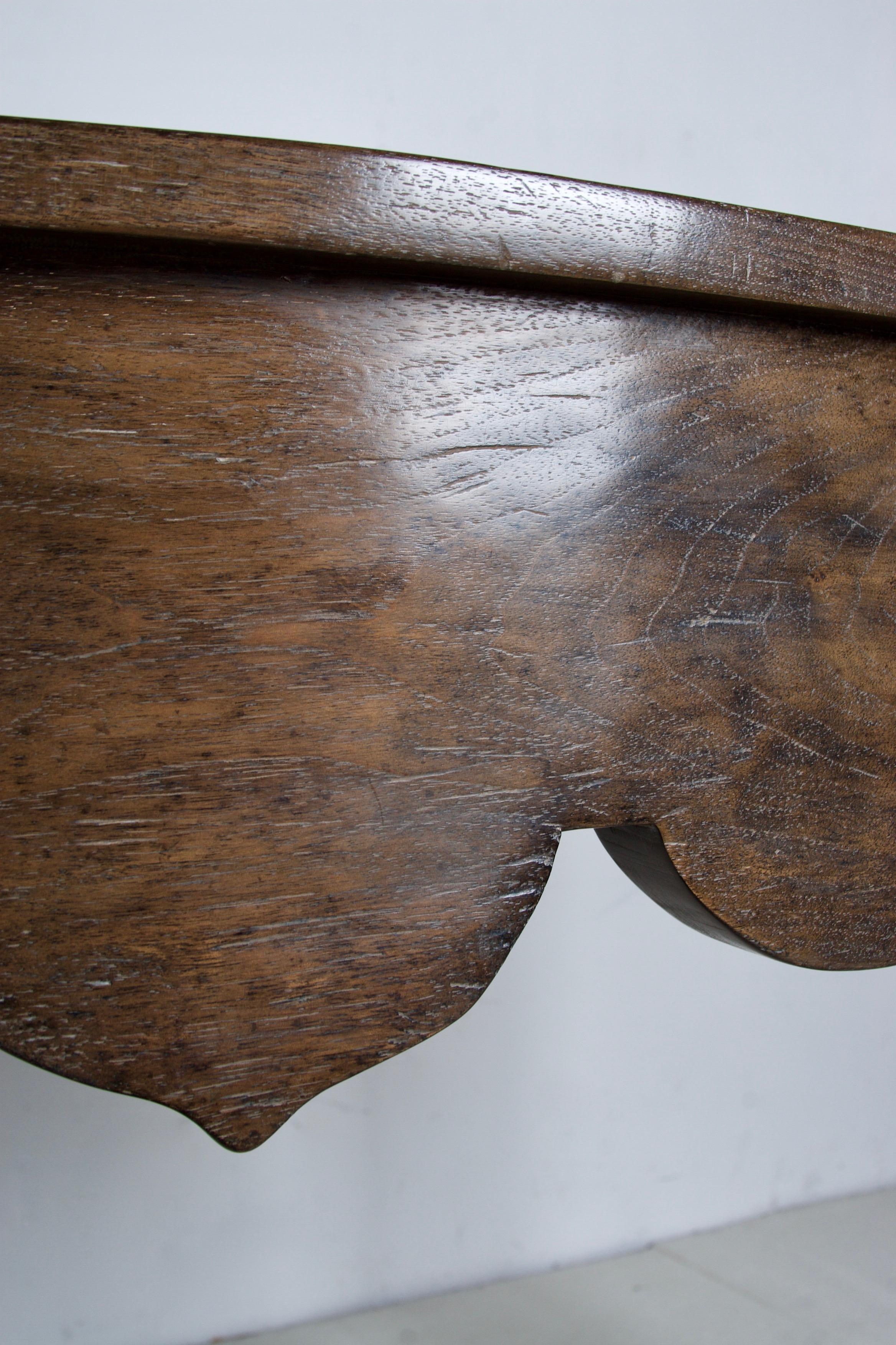 Oak Console, Handcrafted with a Dark Oak Finish In Good Condition In San Francisco, CA